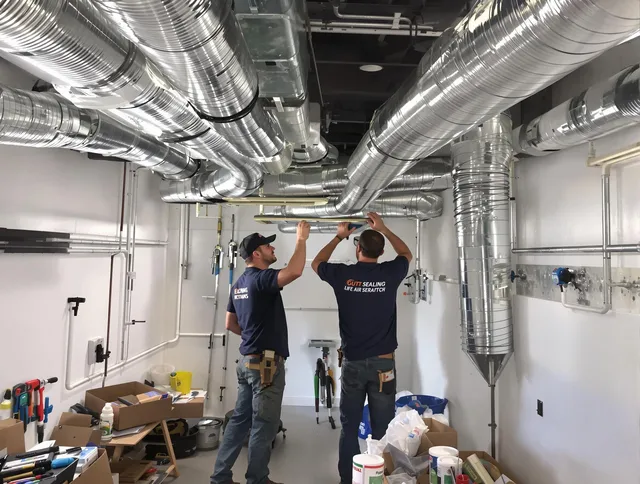 Abington Air Duct Cleaning technician applying professional duct sealing solutions in Abington