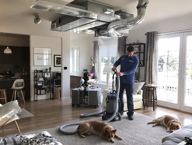 Abington Air Duct Cleaning technician performing detailed indoor duct cleaning for improved air quality in Abington